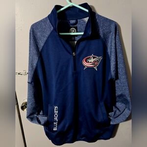 Mens NHL quarter zip embroidered Blue Jackets pullover navy blue size M